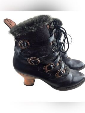 Hades Nephele Steampunk Ankle Boots Womens 10 Gothic Flame Buckles Victorian